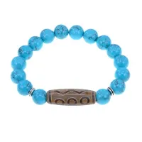 Браслет с 6-глазой бусиной Дзи и синт.камнем Бирюза BSDS-24-05
