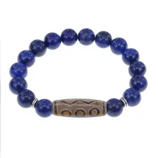 Браслет с 6-глазой бусиной Дзи и нат.камнем Лазурит BSDS-24-10