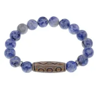 Браслет с 6-глазой бусиной Дзи и нат.камнем Содалит BSDS-24-18