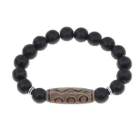Браслет с 6-глазой бусиной Дзи и синтетическим камнем Шунгит BSDS-24-24