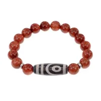 Браслет с 2-глазой бусиной Дзи и синт. камнем Коричневый авантюрин BSDS-26-01