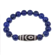Браслет с 2-глазой бусиной Дзи и нат.камнем Лазурит BSDS-26-10