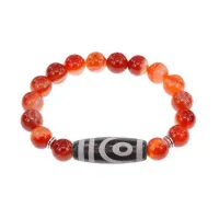 Браслет с 2-глазой бусиной Дзи и нат.камнем Сердолик BSDS-26-17