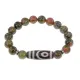 Браслет с 2-глазой бусиной Дзи и нат.камнем Унакит BSDS-26-20