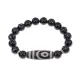 Браслет с 2-глазой бусиной Дзи и нат.камнем Черный агат BSDS-26-23