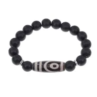 Браслет с 2-глазой бусиной Дзи и синт.камнем Шунгит BSDS-26-24