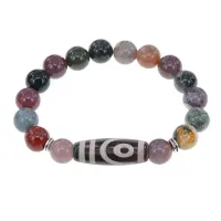 Браслет с 2-глазой бусиной Дзи и нат. камнем Яшма BSDS-26-25