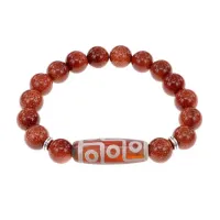 Браслет с 9-глазой бусиной Дзи и синт.камнем Коричневый авантюрин BSDS-27-01