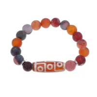 Браслет с 9-глазой бусиной Дзи и нат.камнем Африканский агат BSDS-27-04