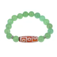 Браслет с 9-глазой бусиной Дзи и нат.камнем Нефрит BSDS-27-13