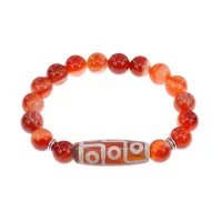 Браслет с 9-глазой бусиной Дзи и нат.камнем Сердолик BSDS-27-17