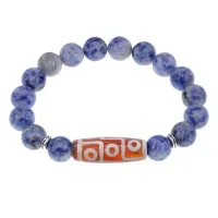 Браслет с 9-глазой бусиной Дзи и нат.камнем Содалит BSDS-27-18
