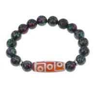 Браслет с 9-глазой бусиной Дзи и синтетическим камнем Цоизит BSDS-27-22