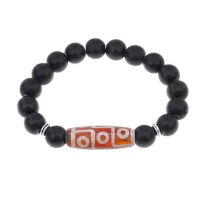 Браслет с 9-глазой бусиной Дзи и синтетическим камнем Шунгит BSDS-27-24