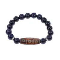 Браслет с 9-глазой бусиной Дзи и синт.камнем Синий авантюрин BSDS-28-02