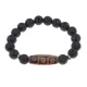 Браслет с 9-глазой бусиной Дзи и нат.камнем Лава BSDS-28-09