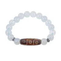 Браслет с 9-глазой бусиной Дзи и синт. камнем Лунный камень BSDS-28-11