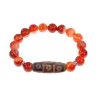Браслет с 9-глазой бусиной Дзи и нат.камнем Сердолик BSDS-28-17