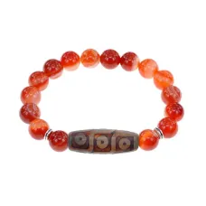 Браслет с 9-глазой бусиной Дзи и нат.камнем Сердолик BSDS-28-17