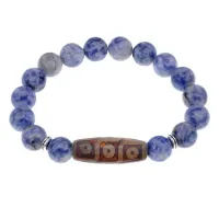 Браслет с 9-глазой бусиной Дзи и нат.камнем Содалит BSDS-28-18