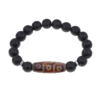 Браслет с 9-глазой бусиной Дзи и синтетическим камнем Шунгит BSDS-28-24