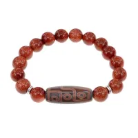 Браслет с 9-глазой бусиной Дзи и синт.камнем Коричневый авантюрин BSDS-29-01