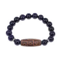 Браслет с 9-глазой бусиной Дзи и синт. камнем Синий авантюрин BSDS-29-02