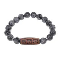 Браслет с 9-глазой бусиной Дзи и нат.камнем Лабрадор BSDS-29-08
