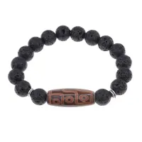 Браслет с 9-глазой бусиной Дзи и нат.камнем Лава BSDS-29-09