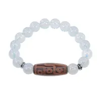 Браслет с 9-глазой бусиной Дзи и синт.камнем Лунный камень BSDS-29-11