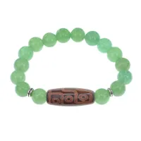 Браслет с 9-глазой бусиной Дзи и нат.камнем Нефрит BSDS-29-13