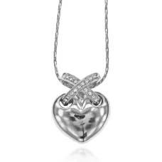 Кулон Сердце со стразами, цвет серебряный UG010-2