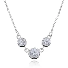 Колье Три кристалла, цвет серебряный UG011