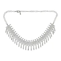 Колье со стразами, цвет серебряный UG013