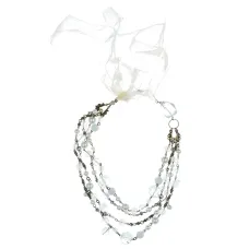 Колье из жемчуга с кристаллами и стразами, цвет белый UG034