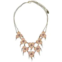 Колье Цветы со стразами и жемчугом UG041