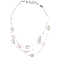 Колье из жемчуга и кристаллов, цвет розовый UG125-01