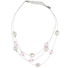 Колье из жемчуга и кристаллов, цвет розовый UG125-01