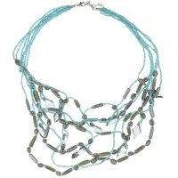 Колье Деревянные бусины и кристаллы UG185