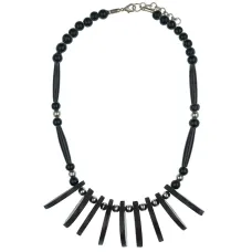 Колье деревянные пластины и камни UG243