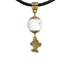 Амулет Золотая рыбка (исполнение желаний), кахолонг MKAG-23-0021