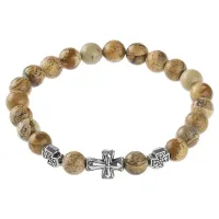 Браслет Спаси и сохрани с нат.камнем Коричневая яшма BSV1-07
