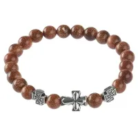 Браслет Спаси и сохрани с синт. камнем Коричневый авантюрин BSV1-08