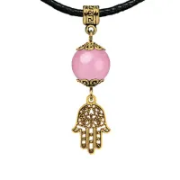 Амулет Хамса (от сглаза и зла), розовый кварц MKAG-28-0001