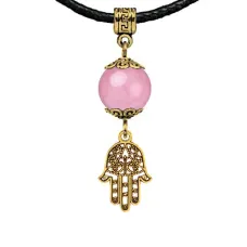 Амулет Хамса (от сглаза и зла), розовый кварц MKAG-28-0001