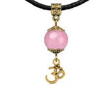 Амулет Ом (защита, духовное развитие), розовый кварц MKAG-28-0013