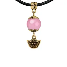 Амулет Золотой слиток (на богатство), розовый кварц MKAG-28-0058