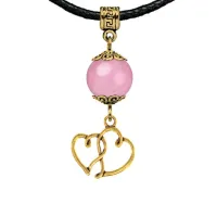 Амулет Два сердца (любовь и семейное счастье), розовый кварц MKAG-28-2042