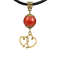 Амулет Два сердца (любовь и семейное счастье), сердолик MKAG-29-2042