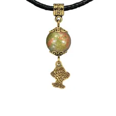 Амулет Золотая рыбка (исполнение желаний), унакит MKAG-32-0021